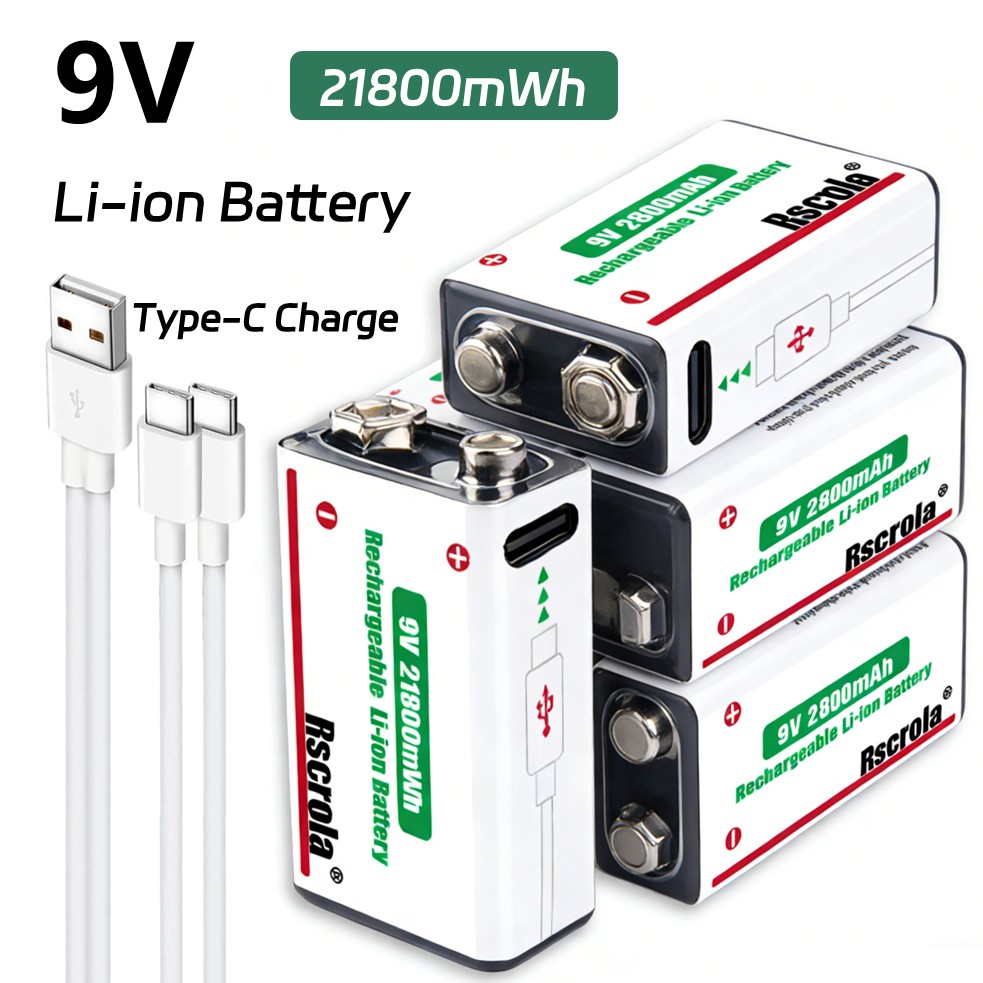 Smoke Detector Interconnected - Rechargeable 9V Battery, 21800mWh Large Capacity