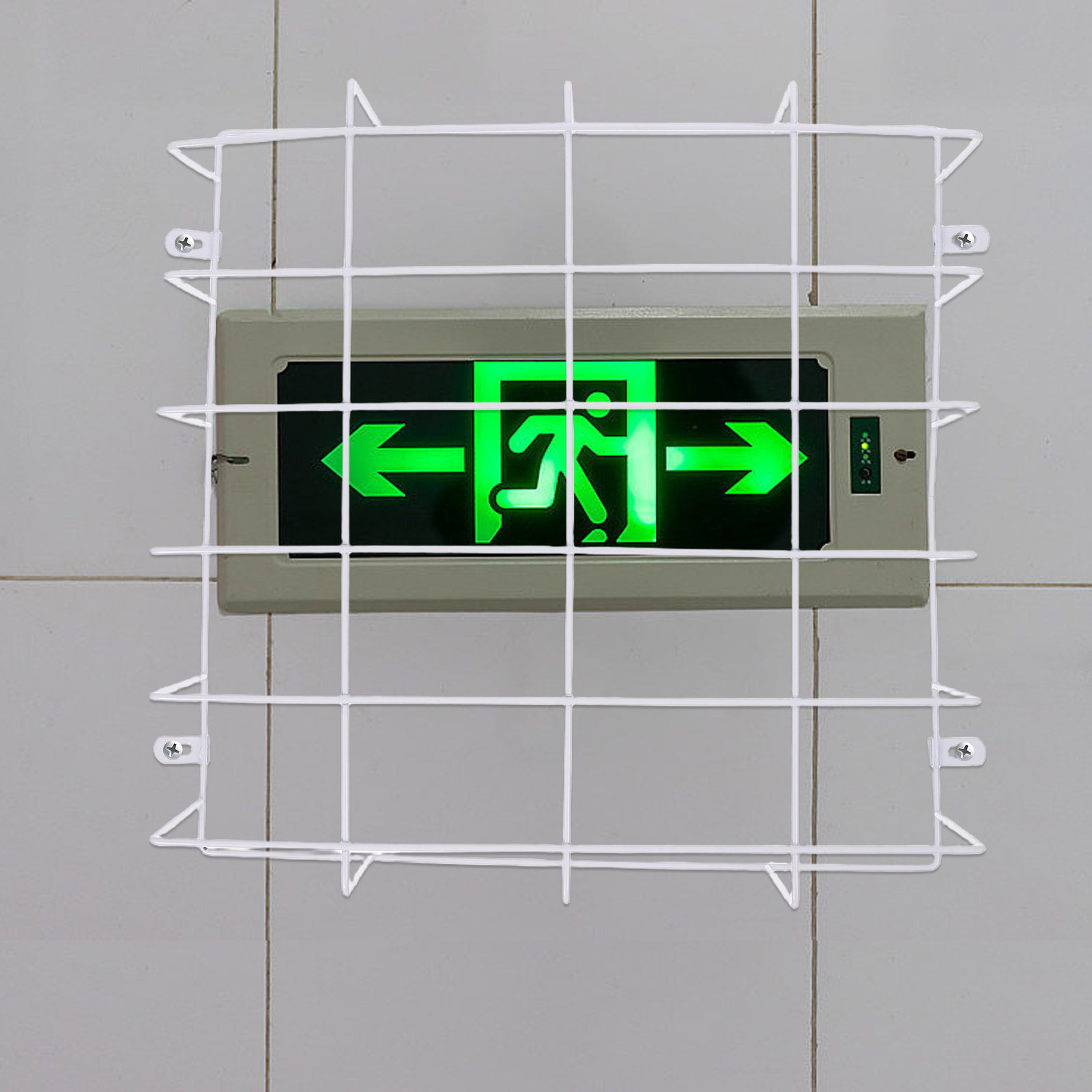 Emergency Exit Sign - Wall Mounted Steel Wire Mesh Cage